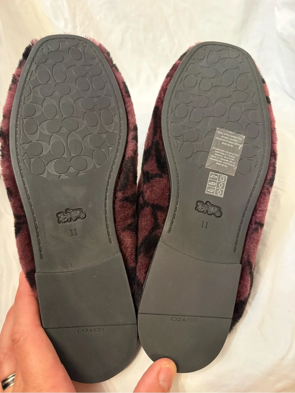 Women's Burgundy and Black Faux-Fur Slide Slippers